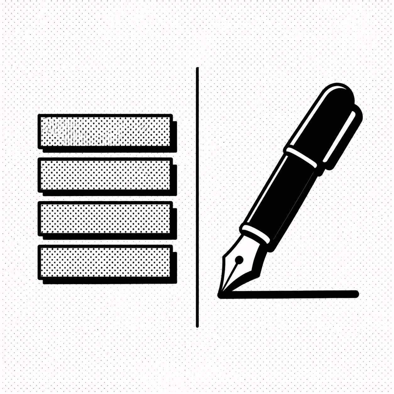 Two stacks of step-cards side by side, brutalist editorial illustration suggesting Capture and Scribe as two ways of structuring guides
