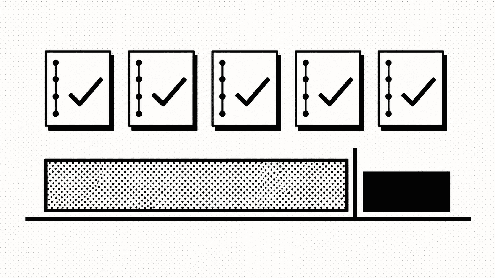 Audit evidence panel with timestamps and screenshots, schematic style
